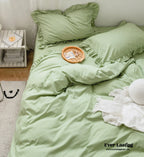 Earth Tone Ruffle Bedding Set / White Ever Lasting