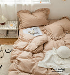 Earth Tone Ruffle Bedding Set / White Ever Lasting