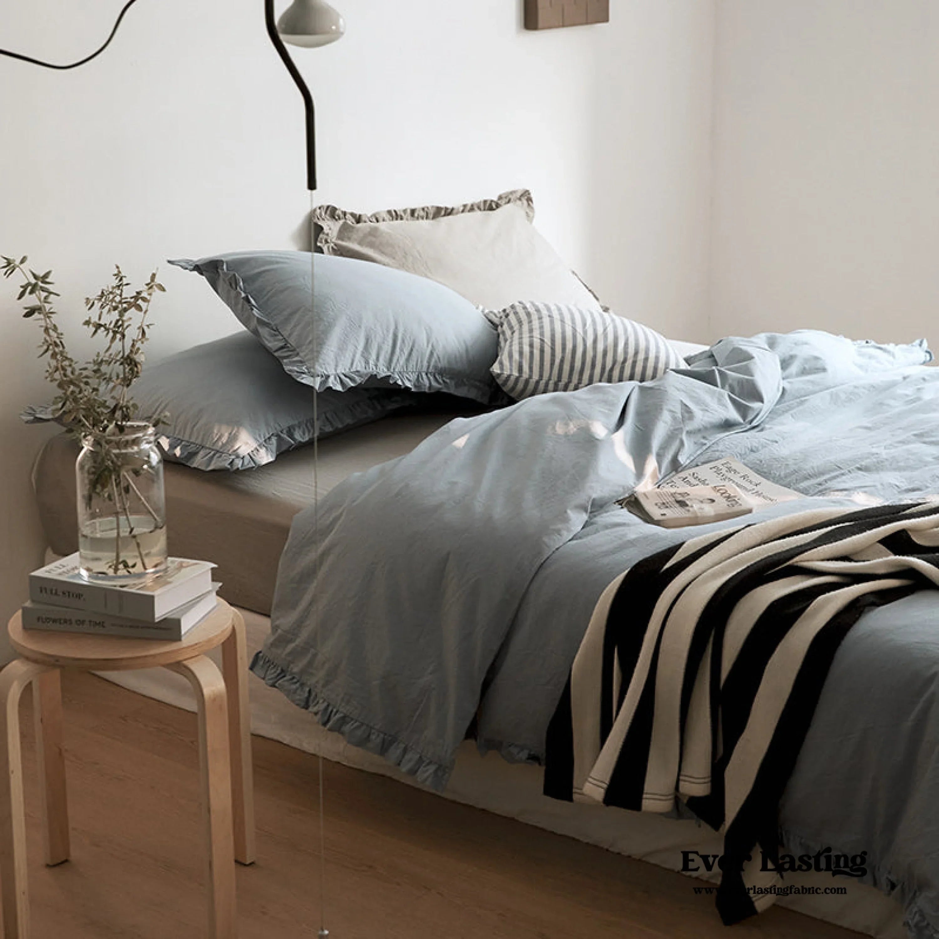 Earth Tone Ruffle Bedding Set / White Ever Lasting