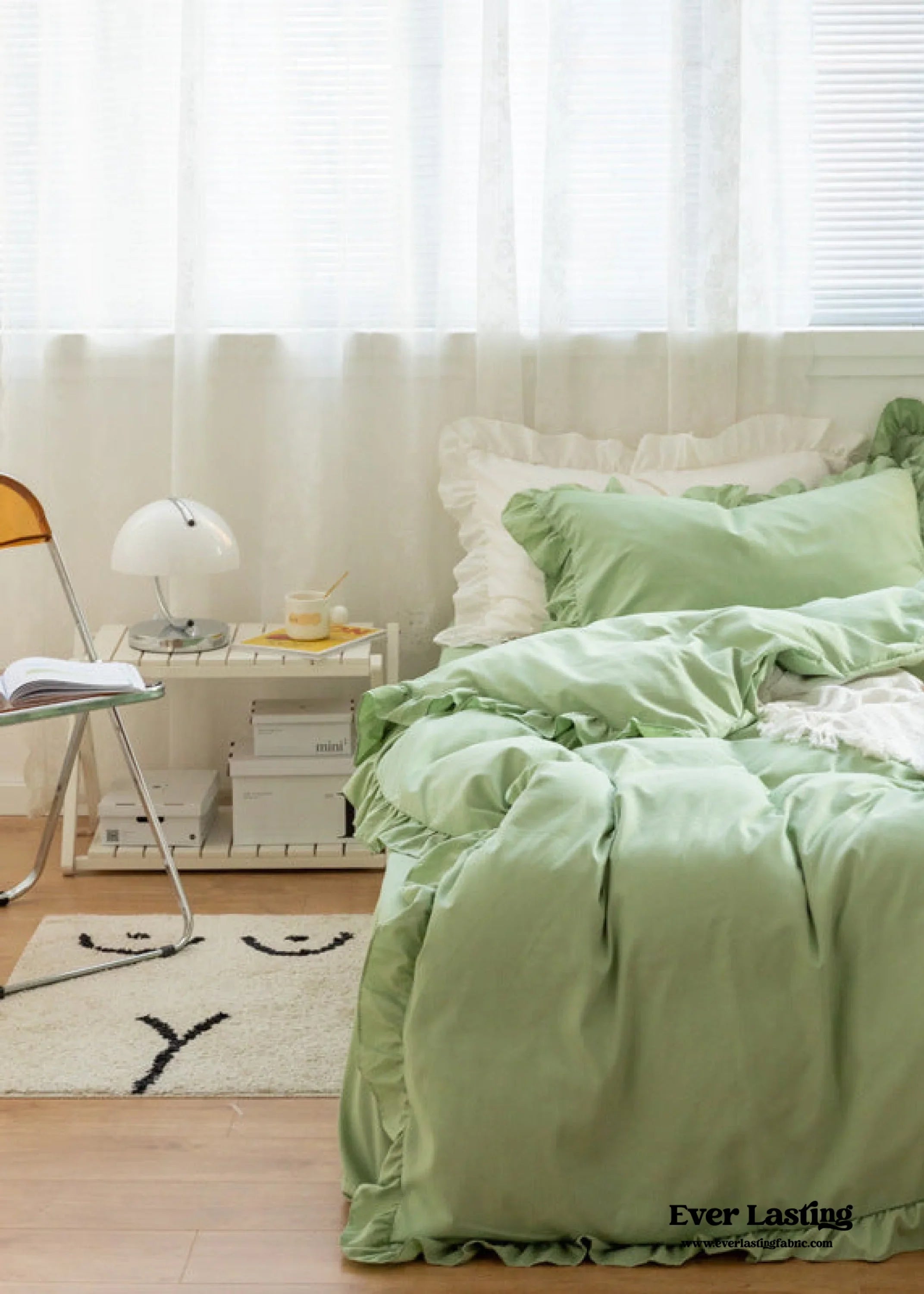 Earth Tone Ruffle Bedding Set / White Ever Lasting