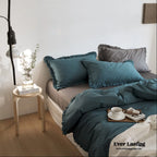 Earth Tone Ruffle Bedding Set / White Ever Lasting