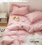 Earth Tone Ruffle Bedding Set / White Ever Lasting