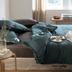 Earth Tone Ruffle Bedding Set / White Ever Lasting