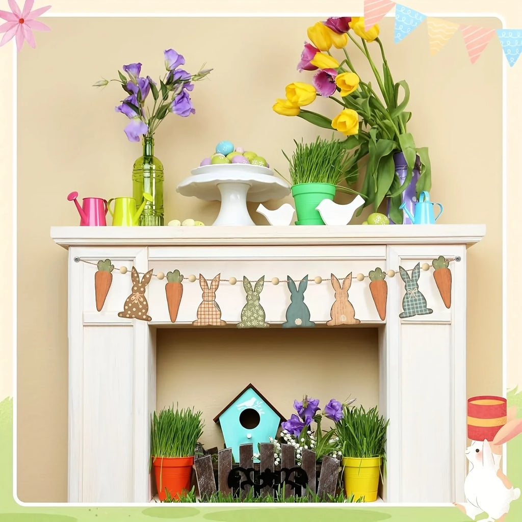 Easter Garland - Rustic Wooden Pastel
