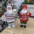 1pc Large 12-inch (30cm) Life-Size Collectible Santa Claus Doll with Expressive Eyes, Posable Arms & Sitting Base - Durable Plastic//Fabric Construction for Indoor Christmas Tree & Home Decorations, Year-Round Display - Ideal House Of Avana