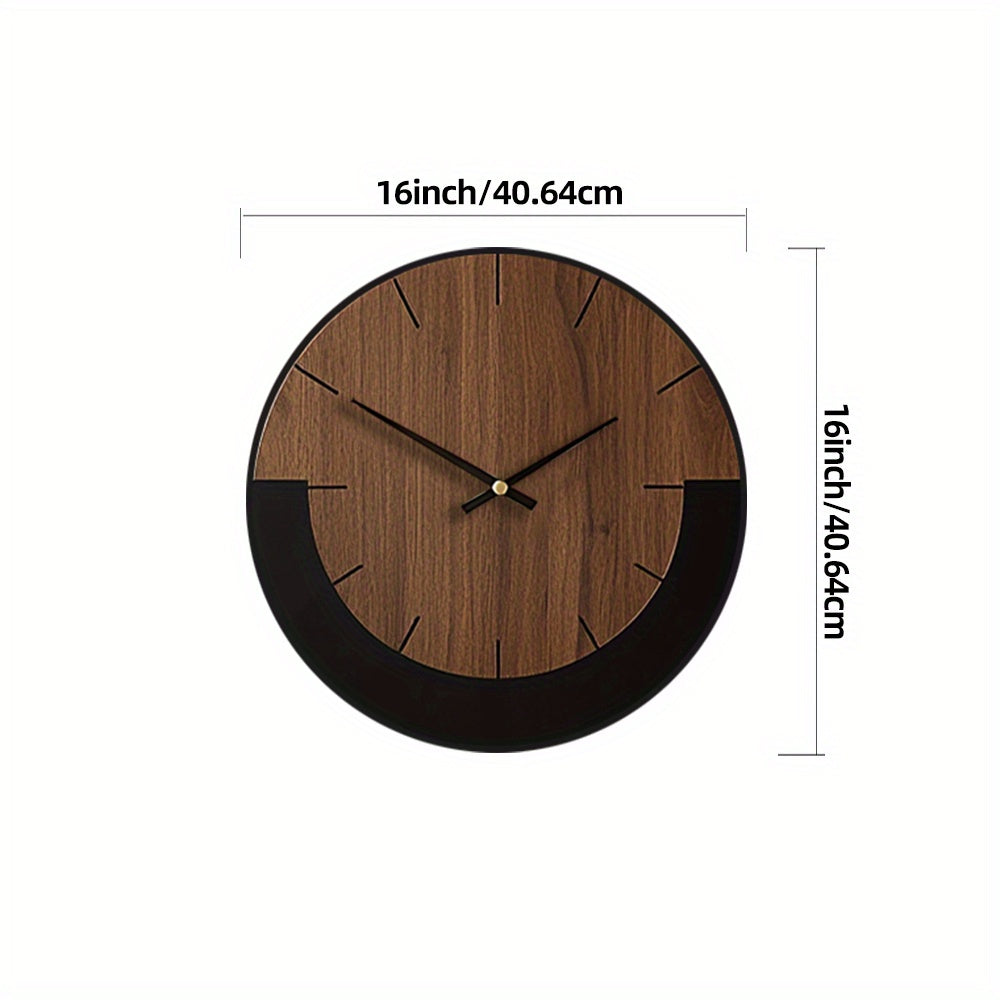 [Vintage Wooden Wall Clock] Vintage Rustic Wooden Round Wall Clock - Silent Battery Operated, 14/16/18 Inch, Black & Brown, Home Decor for Living Room, Bedroom, Office, Kitchen House Of Avana