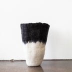 Eclipse Black & White Wool Floor Vase, top view - House Of Avana