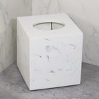 Resin Marble Pattern Tissue Box, Suitable for Hand Towels, Toilet Paper Rolls, etc., Can Be Placed in Bathroom, Living Room, Vanity Square Tissue Holder, Black Imitation Marble, White Imitation Marble House Of Avana
