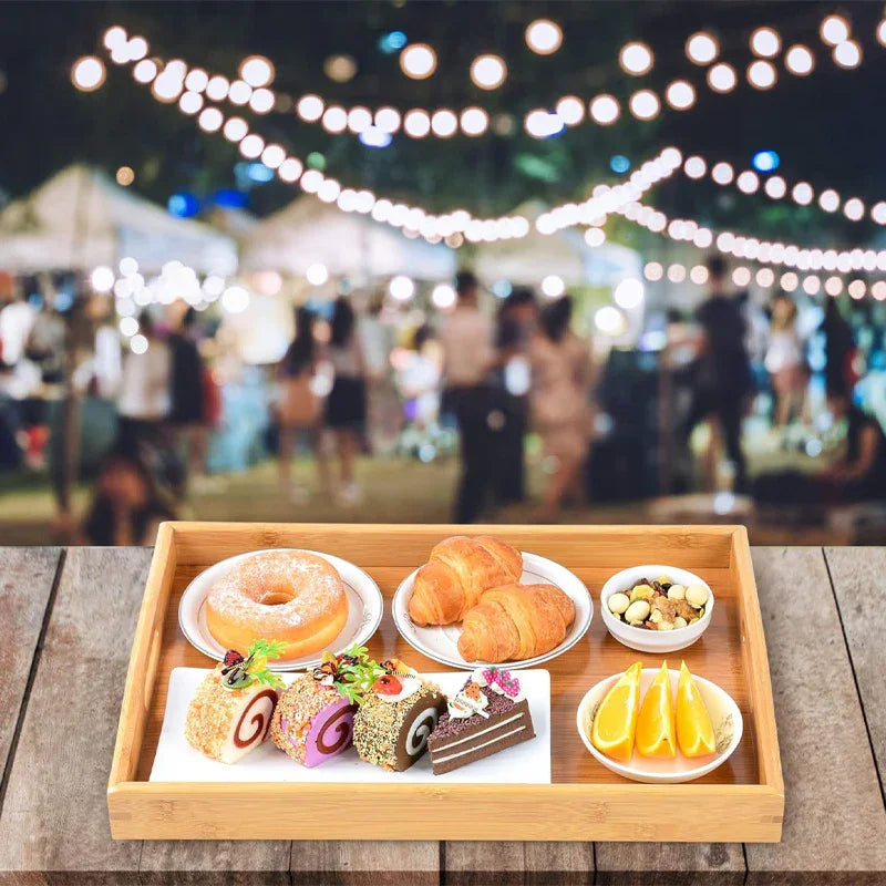 Serving Tray - Bamboo Wooden Rectangular