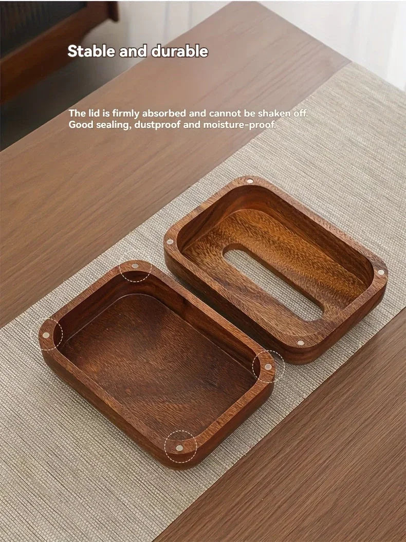 Handmade Bamboo Tissue Box Cover with Vintage Design - Solid Wood Storage Holder for Home Decor, Jewelry & Office Supplies, Decorative Storage Box, Natural Wood Finish House Of Avana