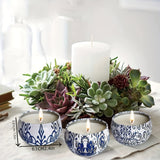 16pcs Blue And White Porcelain Scented Candle Smokeless, No Drip, Elegant Romantic Candle, Suitable For Family, Swimming Pool, Sabbath, Wedding, Church, Also Very Suitable For Halloween, Thanksgiving, Valentine'S Day And House Of Avana