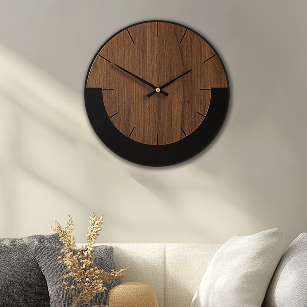 [Vintage Wooden Wall Clock] Vintage Rustic Wooden Round Wall Clock - Silent Battery Operated, 14/16/18 Inch, Black & Brown, Home Decor for Living Room, Bedroom, Office, Kitchen House Of Avana
