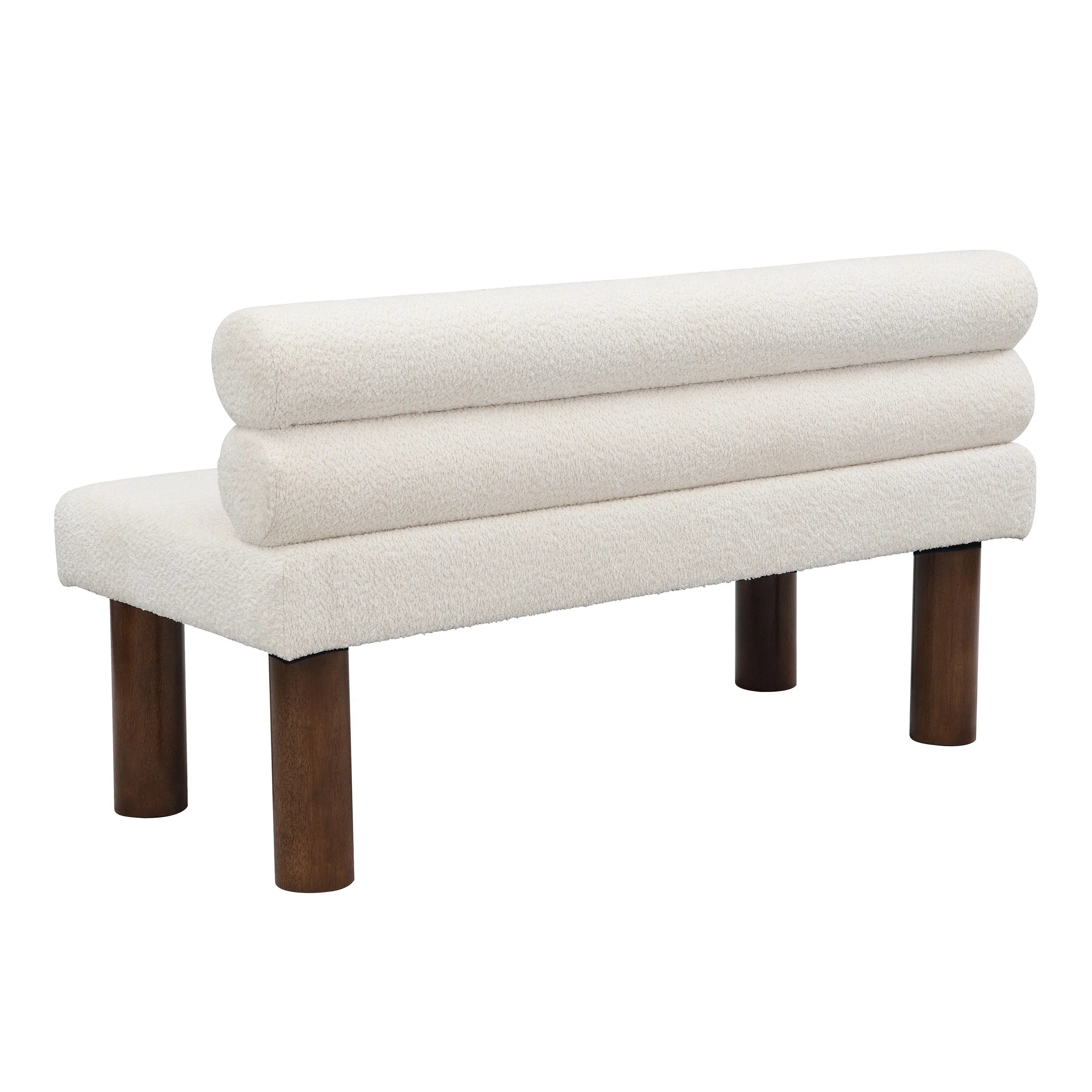 Upholstered Dining Bench, End of Bed, Entryway Bench, Boucle Ottoman for Dining Room, Bedroom, Living Room, Rubber Wood Leg 330 LBS Support, Beige Streamdale Furniture