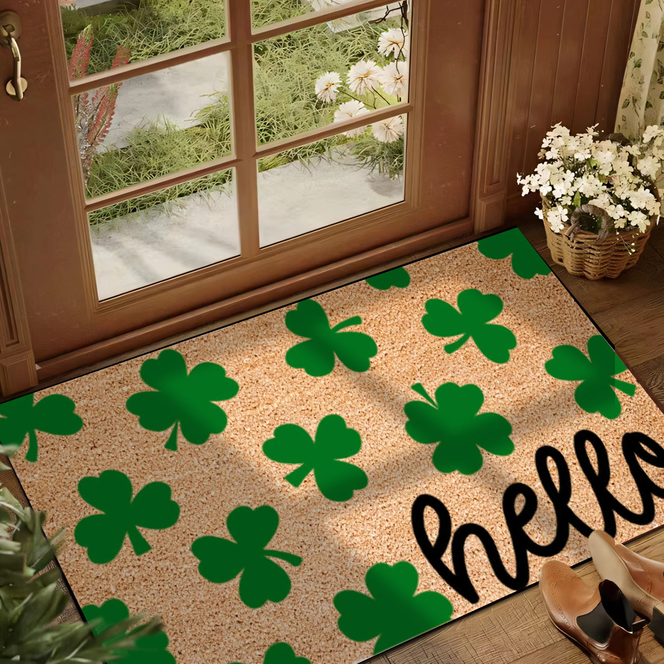 Door Mat - Non-Slip Polyester Green