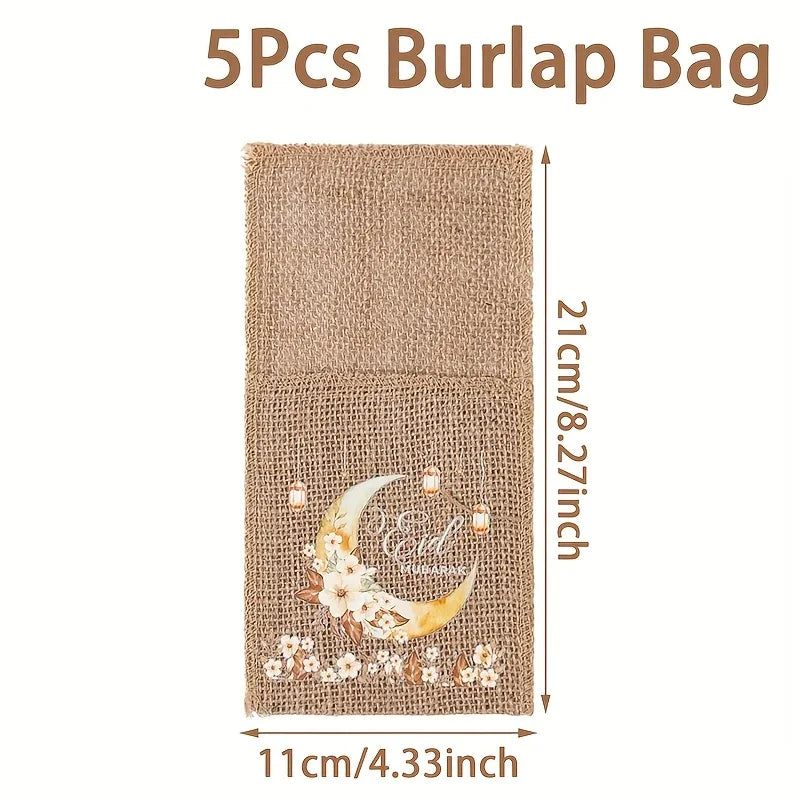 Burlap Bags - Moon Lantern Eid Decor
