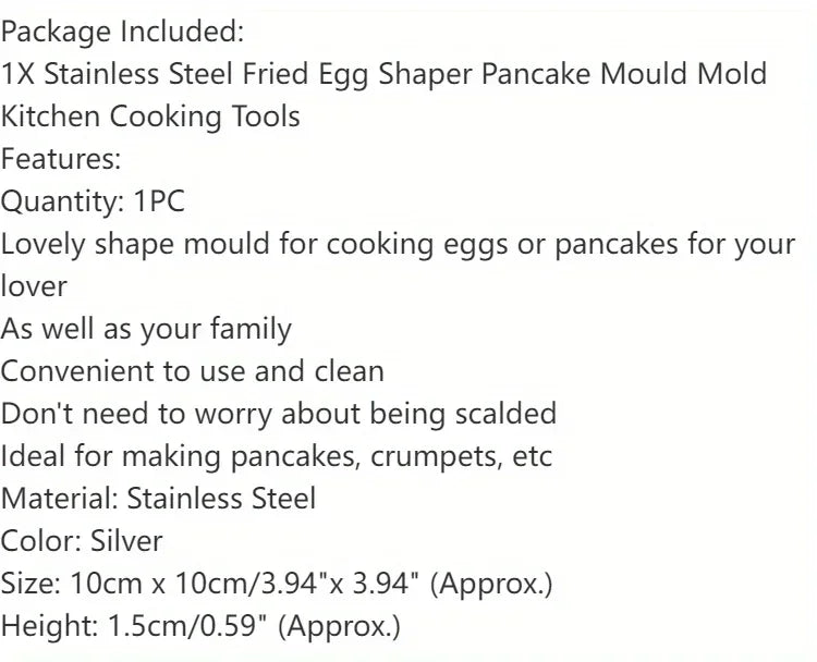 Egg Mold - Ring Shape Stainless Steel