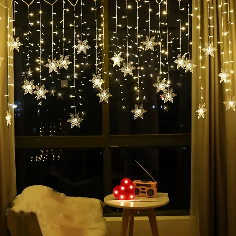 1pc 96LED Snowflake Lights, 8 Modes Twinkle Fairy Icicle String Light, USB Christmas Decorations Light, Perfect for Indoor Christmas & Easter Halloween Party Decorations, Perfect Gift for Christmas, Birthday, New Year, Usb Li House Of Avana