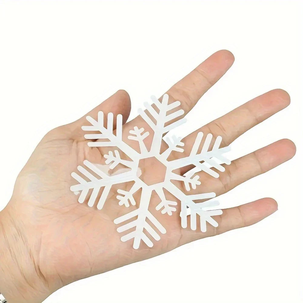 114pcs Electrostatic Snowflake Window Clings - Reusable, Static-Adhesive White Snowflakes for Christmas & Winter Door Decorations, Snowflake Ribbon Wired, Easy to Apply and Remove, No Residue Left House Of Avana