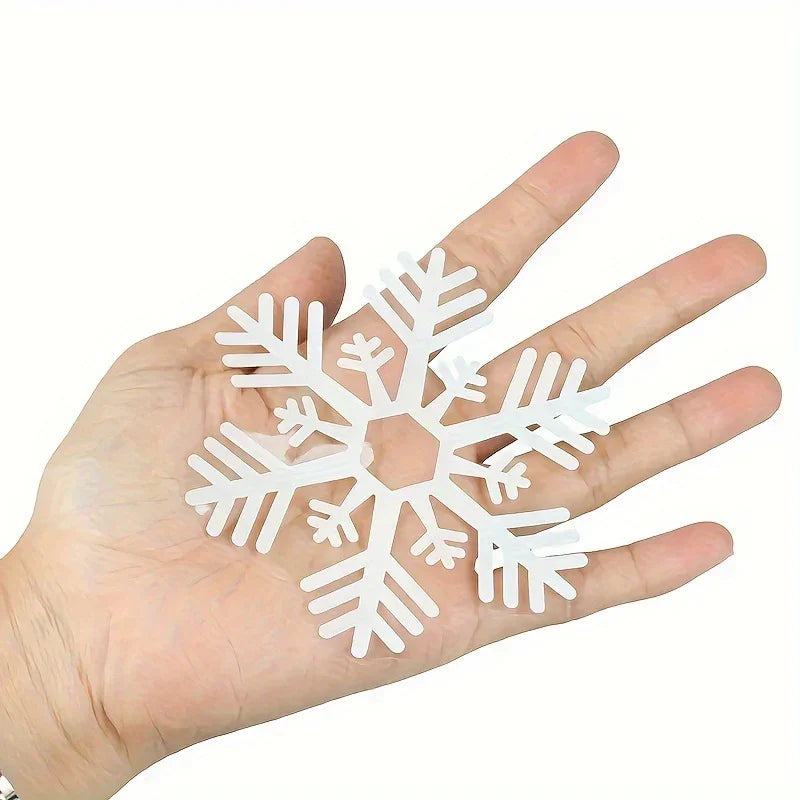 114pcs Electrostatic Snowflake Window Clings - Reusable, Static-Adhesive White Snowflakes for Christmas & Winter Door Decorations, Snowflake Ribbon Wired, Easy to Apply and Remove, No Residue Left House Of Avana