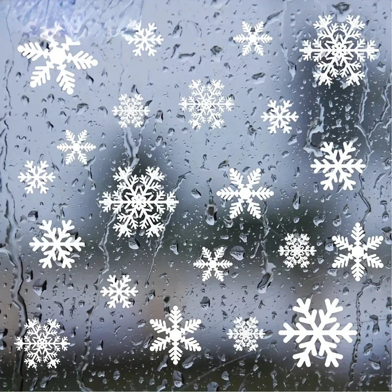 114pcs Electrostatic Snowflake Window Clings - Reusable, Static-Adhesive White Snowflakes for Christmas & Winter Door Decorations, Snowflake Ribbon Wired, Easy to Apply and Remove, No Residue Left House Of Avana