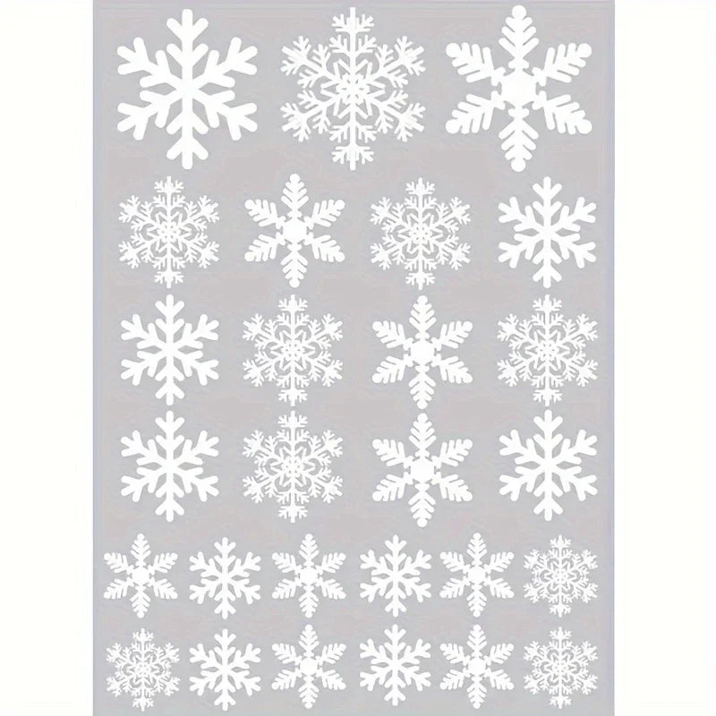 114pcs Electrostatic Snowflake Window Clings - Reusable, Static-Adhesive White Snowflakes for Christmas & Winter Door Decorations, Snowflake Ribbon Wired, Easy to Apply and Remove, No Residue Left House Of Avana