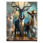 Elegant Antelope Gathering Glass Wall Art – Whimsical Animal Portrait UV Print-KAFCD036 Peony Atelier