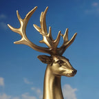 2pcs Black & Golden Deer Figurines - Elegant Standing Deer Statues with Antlers, Durable Plastic Christmas Decor for Home, Office, Living Room House Of Avana