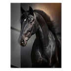 Elegant Black Horse Portrait UV Glass Wall Art – Majestic Equestrian Design-KAFCD065 Peony Atelier