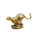 Golden cheetah figurine, intricate metal details, elegant home accent - House of Avana