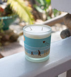 Soft pink candle with floral pattern, elegant perfume scent - House of Avana