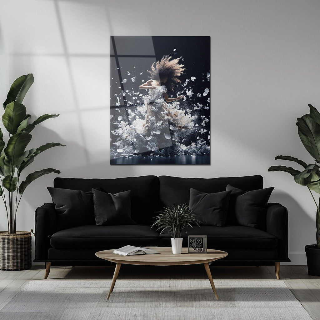 Elegant Floral Dance Explosion – UV Printed Glass Wall Art - KAFCD103 Peony Atelier
