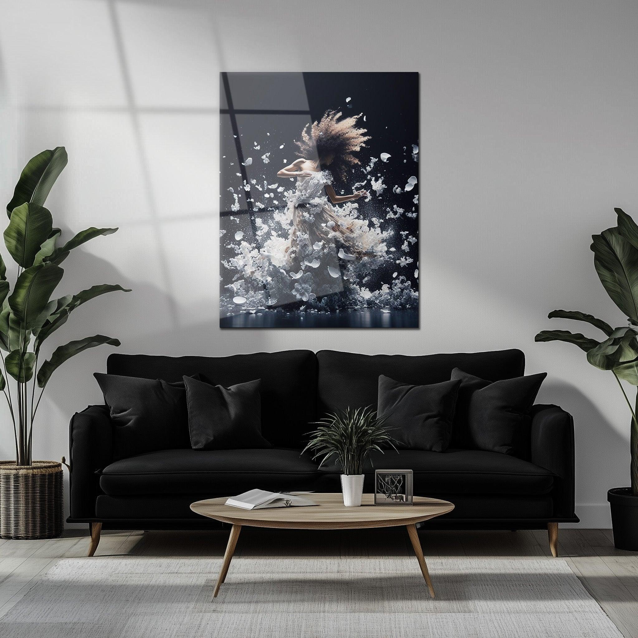 Elegant Floral Dance Explosion – UV Printed Glass Wall Art - KAFCD103 Peony Atelier