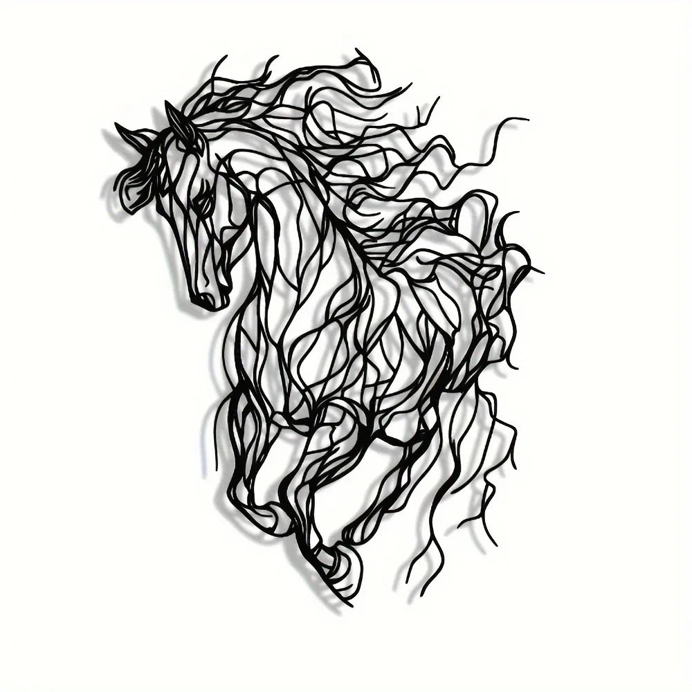 Elegant Line Art Horse Metal Wall Decor - House Of Avana