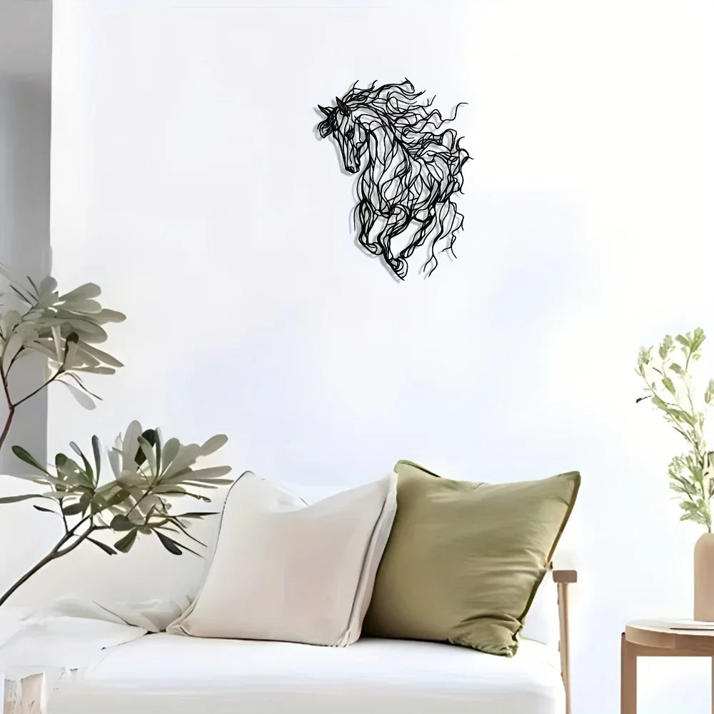 Elegant Line Art Horse Metal Wall Decor - House Of Avana