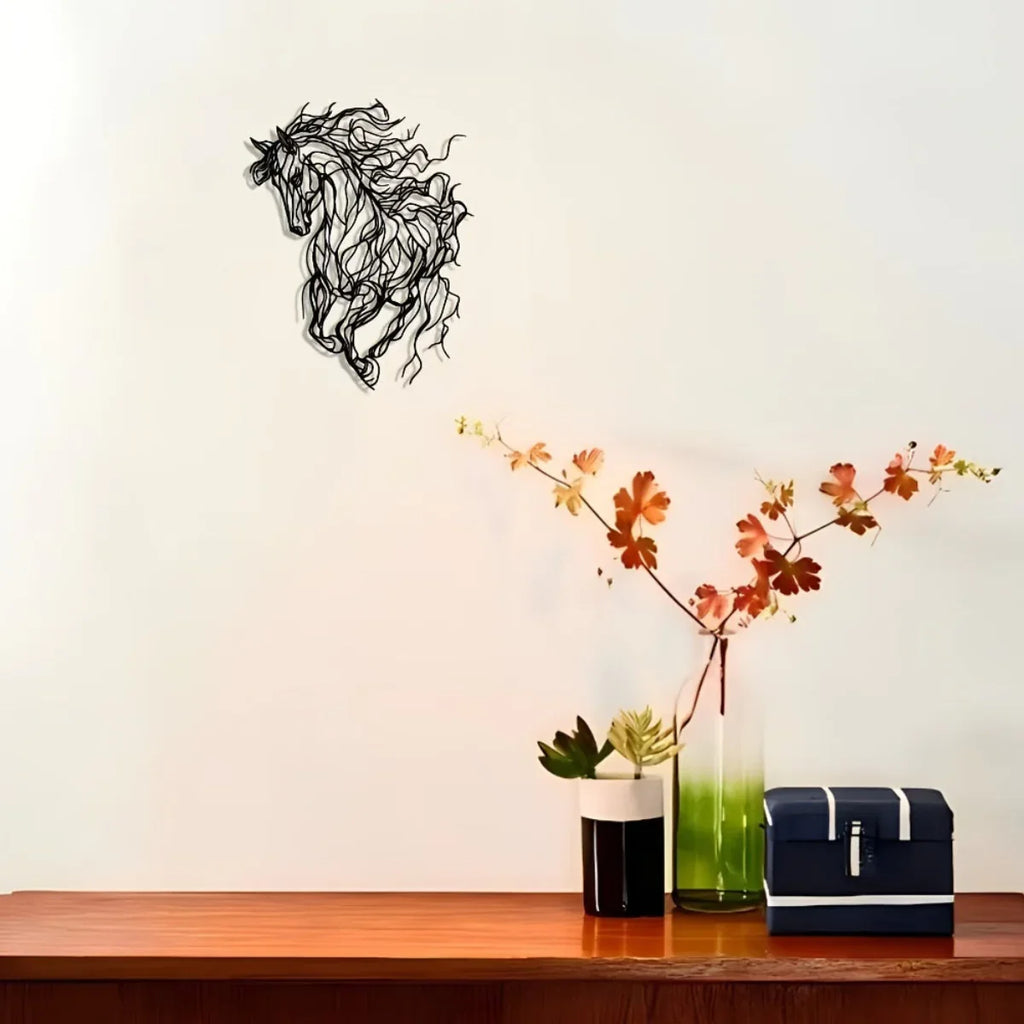 Elegant Line Art Horse Metal Wall Decor - House Of Avana