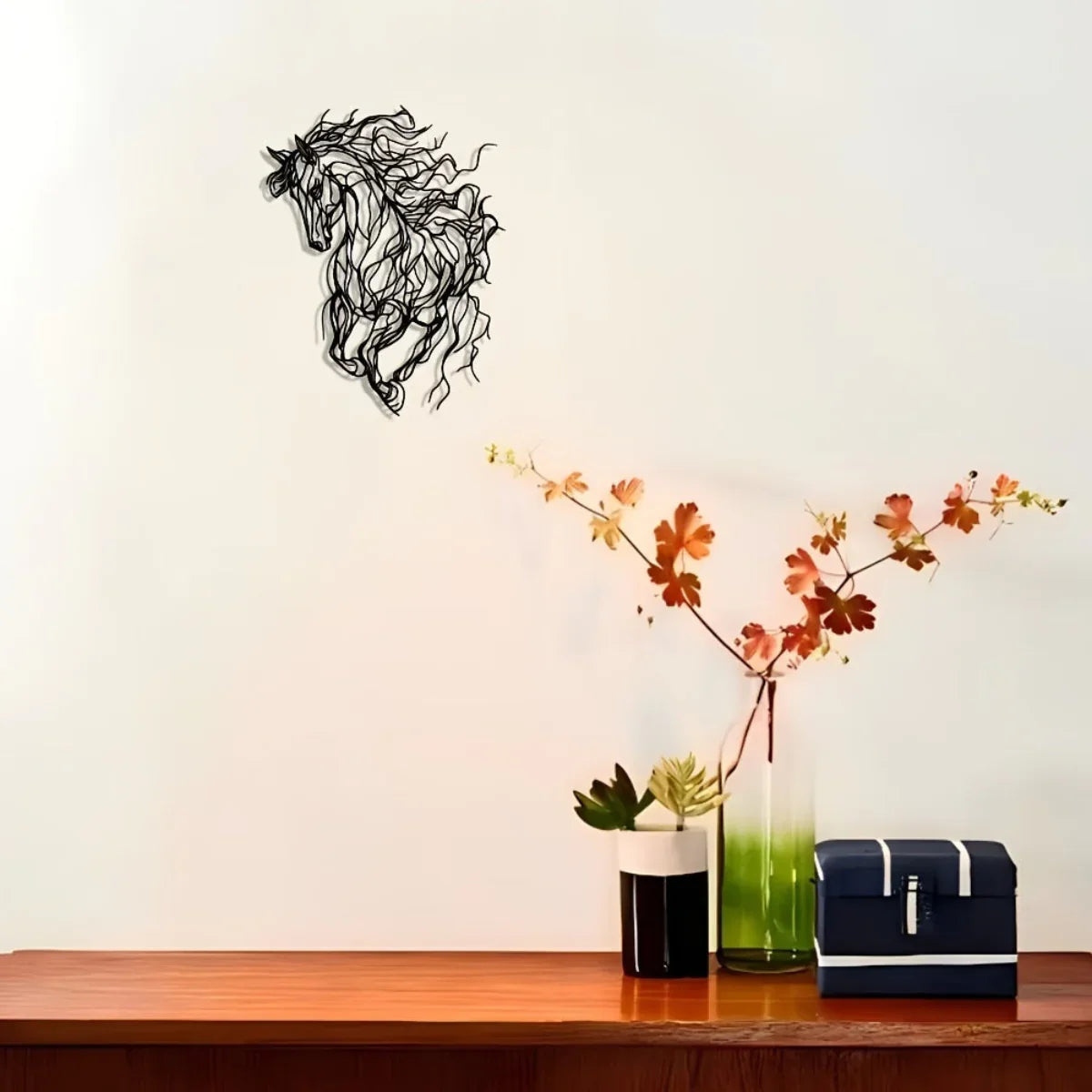 Elegant Line Art Horse Metal Wall Decor - House Of Avana