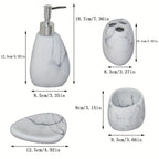 Elegant Marble Texture Resin Soap Dispenser, Manual Pump - Reusable Bathroom Liquid Dispenser Bottle for... - House Of Avana