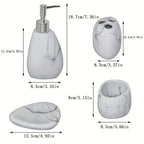 Elegant Marble Texture Resin Soap Dispenser, Manual Pump - Reusable Bathroom Liquid Dispenser Bottle for... - House Of Avana [[SKU:HOA-BAT-408]]