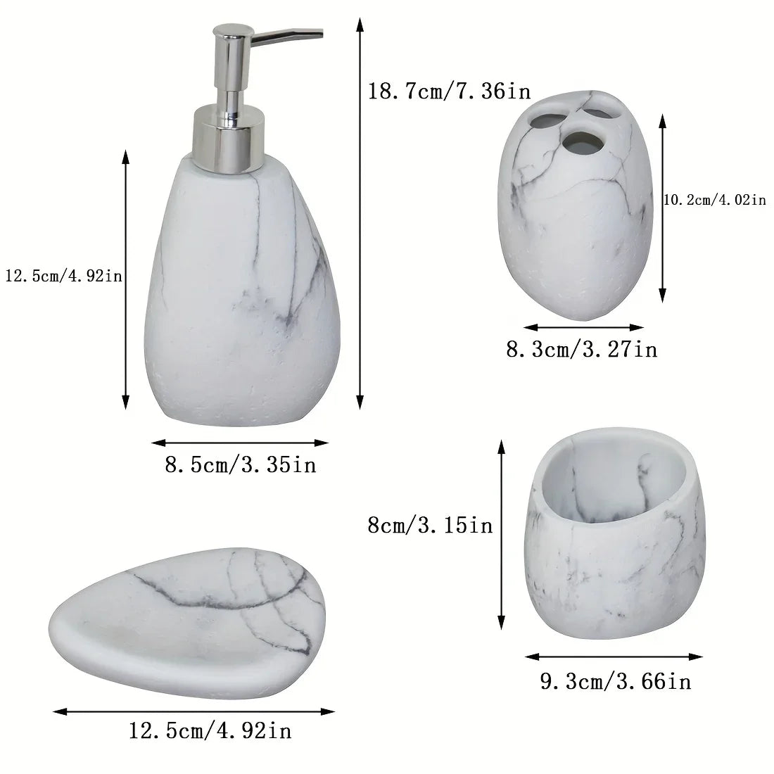 Elegant Marble Texture Resin Soap Dispenser, Manual Pump - Reusable Bathroom Liquid Dispenser Bottle for... - House Of Avana [[SKU:HOA-BAT-408]]