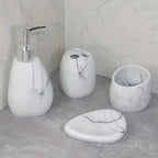 Elegant Marble Texture Resin Soap Dispenser, Manual Pump - Reusable Bathroom Liquid Dispenser Bottle for... - House Of Avana [[SKU:HOA-BAT-408]]