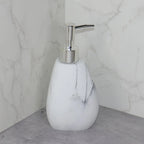 Elegant Marble Texture Resin Soap Dispenser, Manual Pump - Reusable Bathroom Liquid Dispenser Bottle for... - House Of Avana