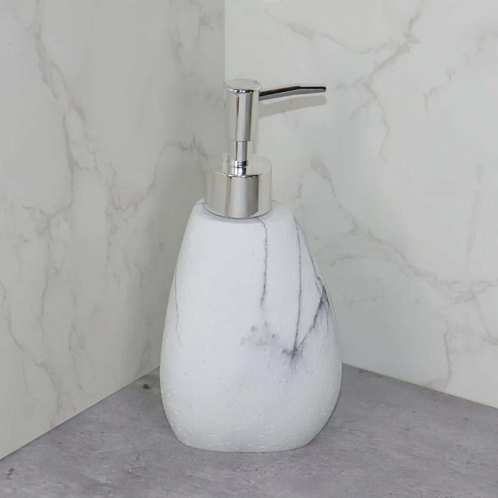 Elegant Marble Texture Resin Soap Dispenser, Manual Pump - Reusable Bathroom Liquid Dispenser Bottle for... - House Of Avana [[SKU:HOA-BAT-408]]