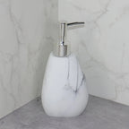 Elegant Marble Texture Resin Soap Dispenser, Manual Pump - Reusable Bathroom Liquid Dispenser Bottle for... - House Of Avana [[SKU:HOA-BAT-408]]