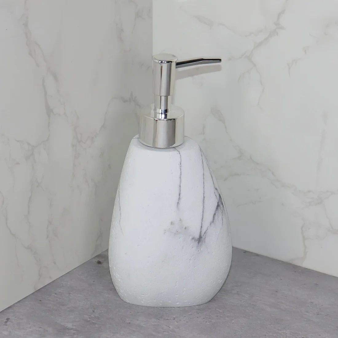 Elegant Marble Texture Resin Soap Dispenser, Manual Pump - Reusable Bathroom Liquid Dispenser Bottle for... - House Of Avana [[SKU:HOA-BAT-408]]