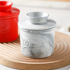 Elegant Marble-textured Ceramic Butter Dish with Lid - Waterproof, Heat-resistant, Ideal for Serving... - House Of Avana