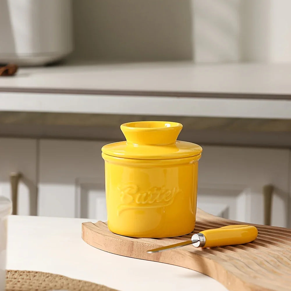 Elegant Marble-textured Ceramic Butter Dish with Lid - Waterproof, Heat-resistant, Ideal for Serving... - House Of Avana