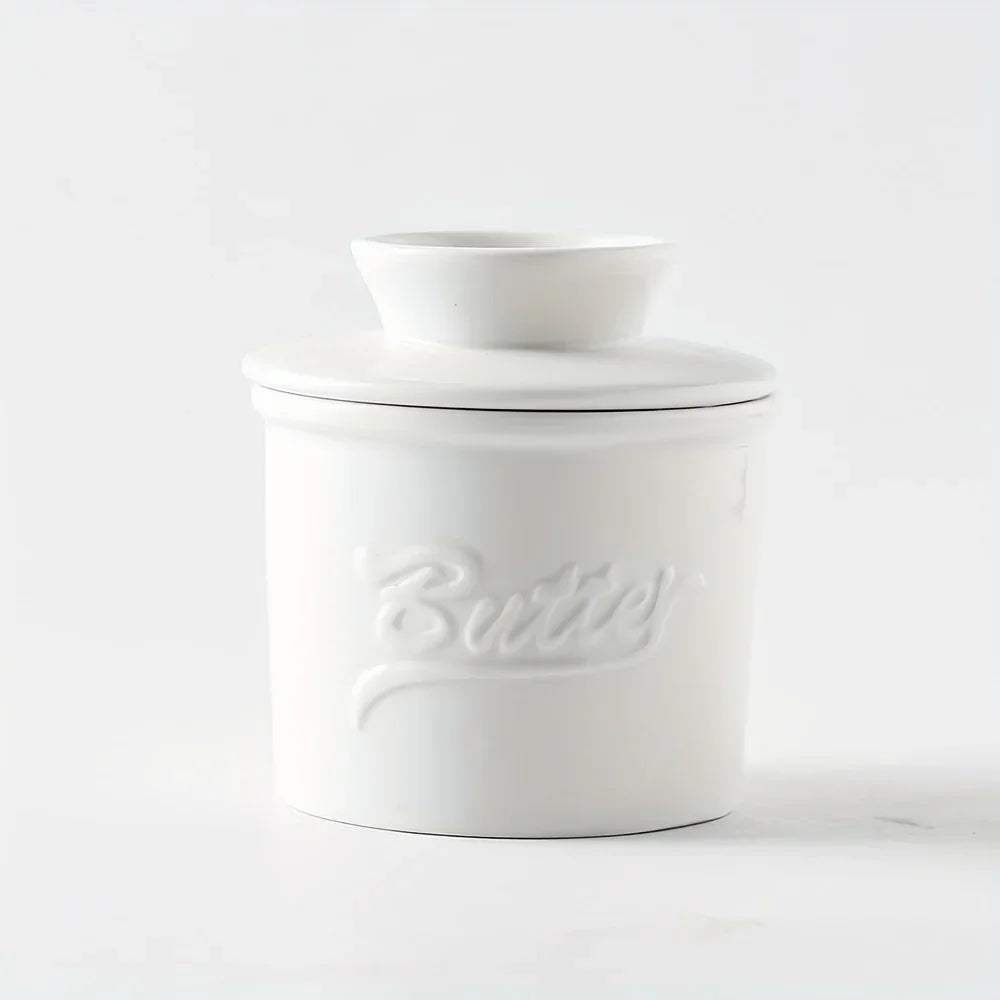 Elegant Marble-textured Ceramic Butter Dish with Lid - Waterproof, Heat-resistant, Ideal for Serving... - House Of Avana