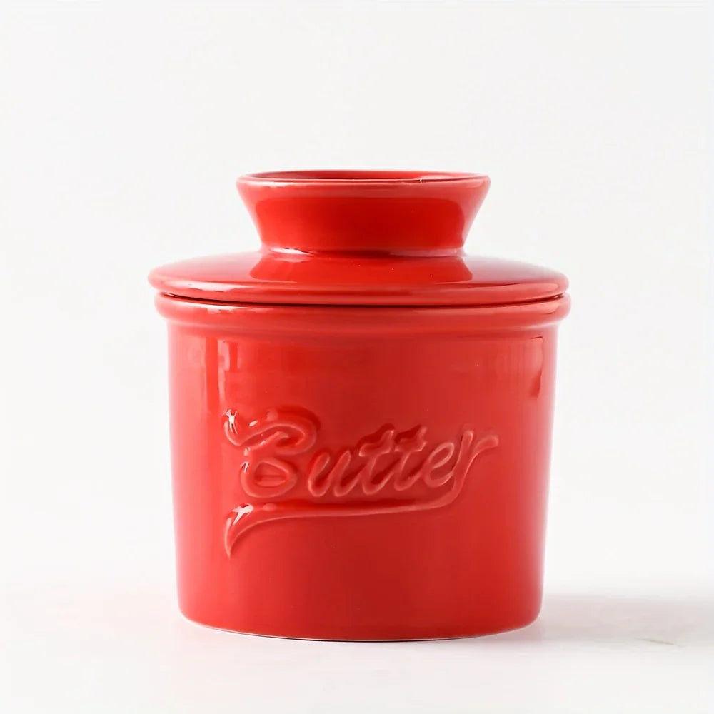 Elegant Marble-textured Ceramic Butter Dish with Lid - Waterproof, Heat-resistant, Ideal for Serving... - House Of Avana