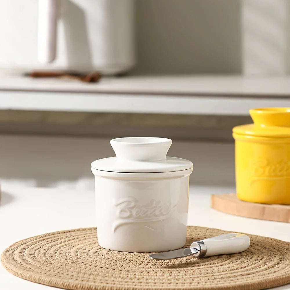 Elegant Marble-textured Ceramic Butter Dish with Lid - Waterproof, Heat-resistant, Ideal for Serving... - House Of Avana
