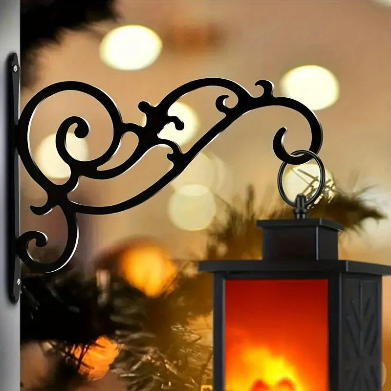 [Elegant Swirl Hooks] 2pcs or 4pcs Black Iron Hooks - Elegant Swirl Design Metal Bracket for Hanging Plants, Lanterns, And Wind Chimes | Indoor And Outdoor Home Decoration, Easy Installation House Of Avana